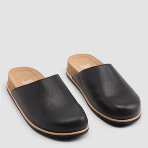 NWT Eileen Fisher Bios Mule Black Leather Slip-Ons